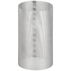 This replacement Y strainer screen is constructed from 304 Stainless Steel with a 0.045 in perforation size and a Non-Asbestos seal material. It measures 5.75 inches in length. Used in industrial piping systems to filter particulates from steam, water, or process fluids, protecting downstream equipment such as valves and pumps.