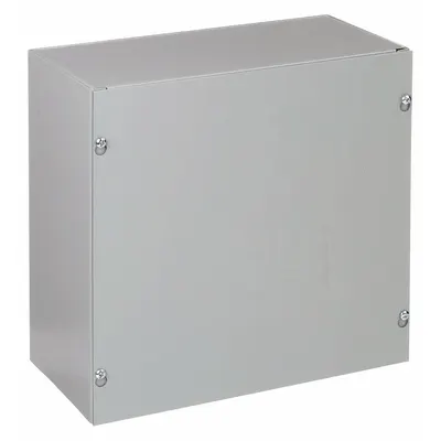 HOFFMAN Enclosure: Steel, 18 in x 18 in x 8 in, NEMA 1, Solid Cover, Screw On - Steel Indoor Enclosures with Screw-On Covers