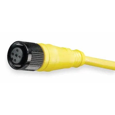 BRAD HARRISON Cordset: M12 Female Straight X Bare Wire, 4 Pins, Yellow, PVC, 5 m Cable Lg - Single-Ended Cordsets with PVC Jacket for Flexing Applications