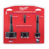 MILWAUKEE Plumber Self Feed Drill Bit Set: Hex, 6 5/8 in Overall Lg, Steel, 3 Drill Bits (MPN 49-22-0030)