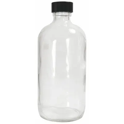 QORPAK Sampling Bottle: 480 mL, Colorless, 28-400, Polypropylene, 12, PTFE - Clear Narrow Mouth Round Glass Lab Bottles