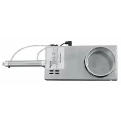 Blast gate designed for 12-inch duct diameter with a galvanized steel blade. Overall length of 5 1/4 inches and 20-gauge material thickness. Equipped with 2 air cylinders for pneumatic actuation. Used to control airflow in dust-collection and ventilation systems.