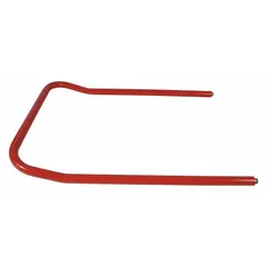Steel handle designed for platform trucks, used for manual material handling. Red finish. Overall width 24 in, overall height 1-1/4 in. Part number NOB7701.