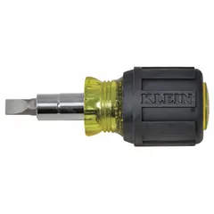 This combination multi-bit screw and nut driver features Phillips #1 and #2 tips along with slotted tips in 1/4 in, 3/16 in, and 5/16 in sizes. It is suited for general fastening tasks in electrical, construction, and maintenance work, allowing for driving both screws and nuts.