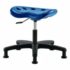 Polyurethane Lab Stool, Blue, 16-21 in Height, 17 in Seat Width, 14 in Seat Depth, 5 Glides