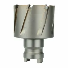 This MILWAUKEE annular cutter features a bright finish and carbide construction with alternate-tooth geometry for efficient cutting. With an 11/16 in cutter diameter and 1 in max cutting depth, it is suited for producing clean holes in metal during structural fabrication, maintenance, and construction tasks.