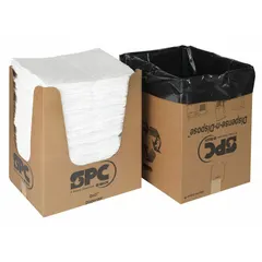 General-purpose polypropylene sorbent pad for absorbing industrial fluids. Each pad absorbs up to 49 oz. Suitable for containing leaks, spills, and drips in maintenance and plant operations. Supplied in a white, 150-count box.