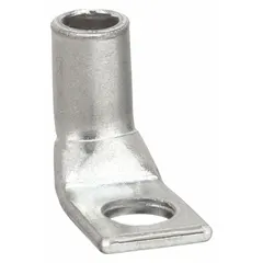Copper one-hole compression lug for terminating 6 AWG stranded copper wire. Features a 1/4 in stud size and standard stranded-wire type design. Used for making low-resistance electrical connections in power distribution and control applications.