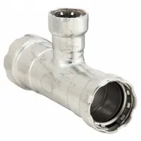 VIEGA MEGAPRESS Crimp Tee Fitting: 3/4 in Pipe x 3/4 in Pipe x 1/2 in Pipe Size, EPDM (MPN 90130)
