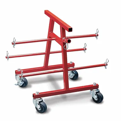 GARDNER BENDER Wire-Spool Dispensing Cart: 1,000 lb Load Capacity, Red, 6 Spindles - Open-Spindle-Style Wire-Spool Dispensing Carts