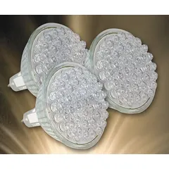 Set of three LED replacement bulbs designed for fountain lighting systems. Operates at 120W and 120V AC. Provides energy-efficient illumination for decorative water features, ponds, and fountains.
