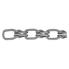 This PEERLESS weldless lock-link utility chain is made of carbon steel with a lock-link design for secure connections without welding. It has a 5/0 trade size, 5/8 in link inside width, and a 580 lb working load limit. Suitable for general utility applications such as securing, towing, and load binding in material handling and rigging tasks.