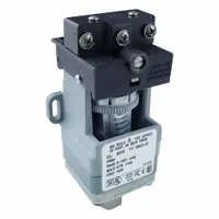 This pressure switch from the 9012G Series is designed for general purpose machine tool applications to monitor and control pneumatic or hydraulic pressure. It features a single 1/4-18" FNPT pressure connection port and operates within a pressure range of 1.5 psi to 75 psi. The switch activates or deactivates electrical circuits when pressure reaches the setpoint
