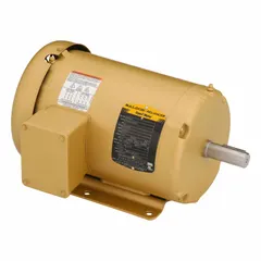 Totally Enclosed Fan Cooled (TEFC) 3-phase AC motor with rigid base mount. 1 1/2 hp, 1,760 RPM at 60 Hz, 208-230/460V AC, 4.4/2.2 A full load current. Suitable for general-purpose industrial applications such as pumps, fans, conveyors, and compressors.