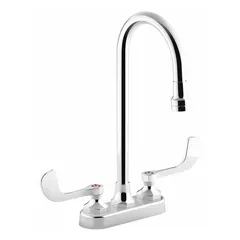 Centerset bathroom faucet from the Triton Bowe™ series. Constructed of brass with a chrome finish. Flow rate of 1 gpm. Suitable for use on bathroom sinks in residential and commercial settings.