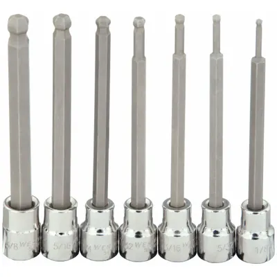 WESTWARD Socket Bit Set: 1 - 25 Pieces, 3/8 in Drive Size, 7 Pieces - Hex Bit Socket Sets