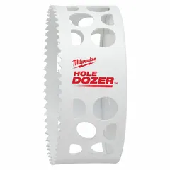 This bi-metal hole saw cuts through wood, metal, plastic, and drywall. With a 4-1/2 in diameter and 3.5 teeth per inch, it achieves a maximum cutting depth of 1-5/8 in. The 5/8 in-18 arbor connection fits standard arbors. Suitable for creating clean round openings in various materials.