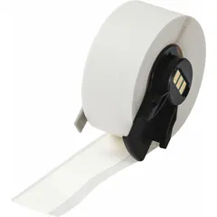White cryogenic autoclavable nylon continuous label roll, 3/4 in x 30 ft, rated for -40°F to 194°F. Compatible with BMP61 printers. Suitable for labeling equipment and assets in extreme temperature environments, including sterilization and cold-chain applications.