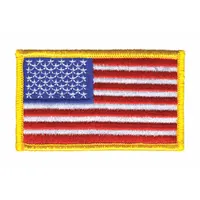 HEROS PRIDE Embroidered Patch: U.S. Flag, 3 3/8 in x 2 in, Gold, Plastic, Sew-On, Flag (MPN 0001HP)