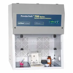 This fully assembled balance enclosure from AIRCLEAN SYSTEMS is designed for safe handling of bulk powders and equipment containment in laboratory environments. It includes a blower, base/stand, and work surface. Overall dimensions: 36 in width, 44 in height, 30 in depth.