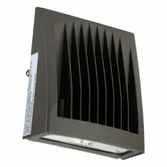 This LED anti-glare compact wall pack delivers 2,310 lumens at 4000K with 21W power consumption, operating on 120 to 277V AC. It features a Type III distribution pattern and a bronze housing with an overall height of 7 7/8 inches. Suitable for outdoor perimeter lighting such as building entrances, walkways, and security lighting in commercial and industrial settings.