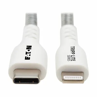 EATON TRIPP LITE Usb Cable: Type C End 1, Lightning End 2, Black/White, 3 ft Lg - Reinforced USB & Lightning Cables