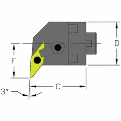 Indexable cutting head unit for internal turning operations. Accepts indexable carbide inserts for turning, facing, and profiling on CNC lathes and manual machines. Suitable for medium-duty machining in general manufacturing applications.