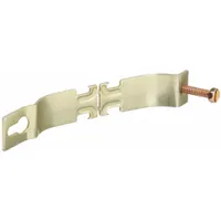 Steel conduit clamp with electroplated gold finish for 2-inch trade size RMC. Used to secure rigid metal conduit in electrical installations. Manufacturer part number C109 2