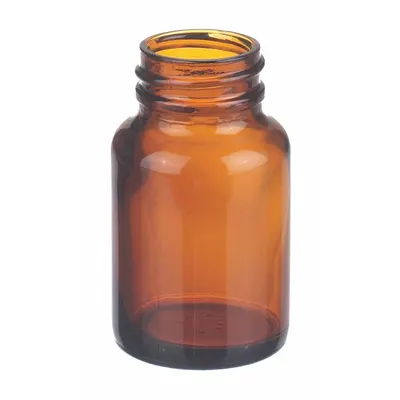 WHEATON Bottle: 60 mL, Closure Material: No Closure – Closure Liner Material: No Closure Cap - Amber Wide Mouth Glass Lab Bottles