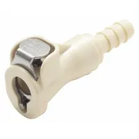 Quick Connection Coupling: Straight, 1/4 in Pipe Size, Barbed x Barbed, Polypropylene, Almond (MPN PMCD170412)