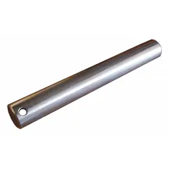 This steel axle with a silver finish is a replacement part for pallet jacks, specifically designed for model 4YX97. It supports the exit wheel assembly, enabling smooth movement and load handling in warehouses and industrial facilities.
