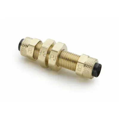 PARKER Compression Fitting Union: 3/8 in OD x 3/8 in OD Fitting Size - Creep-Resistant Self-Aligning Brass Compression Fittings