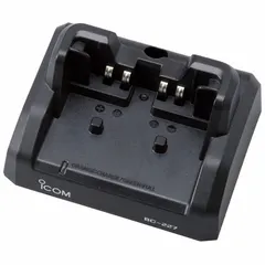 The ICOM BC227 is a single unit charger designed for select ICOM two-way radio series, including F3400D, F4400D, F52D, F62D, IP730D, IP740D, and M85. It provides a dedicated drop-in charging solution for batteries in industrial, public safety, and commercial communication environments.