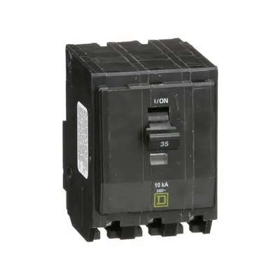 SQUARE D Miniature Circuit Breaker: 35 A, 120/240V AC, Three Phase, 10kA at 120/240V AC - QO Series, Plug-In Square D Miniature Circuit Breakers