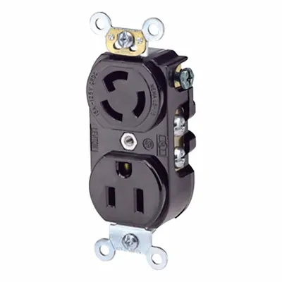 LEVITON Straight Blade Receptacle: Duplex, 5-15, Black, 125V AC, 15 A, 2 Pole / 3 Wire (MPN 4792) - General Purpose Receptacles