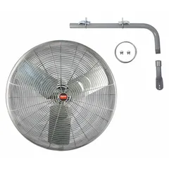 This non-oscillating post-mount fan delivers 1/2 hp airflow for spot cooling in high-temperature industrial environments such as factories and warehouses. It operates on 115V AC with a single speed and features a 30-inch blade diameter for fixed directional ventilation.