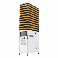 This particle containment unit measures 73 inches in length and 182 inches in height. It is designed for use in controlled environments to contain airborne particles during maintenance or construction activities. The unit includes a cable pass-through for tool access