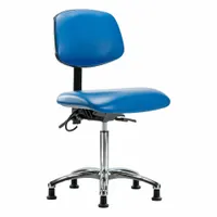 ESD Task Chair: Vinyl, Armless, Ht Range 21 1/2 in to 29 in, 18 1/2 in Seat Wd, 17 in Seat Dp, Blue (MPN BR-ESD-VMBCH-CR-T0-A0-NF-EG-ESDBLU)
