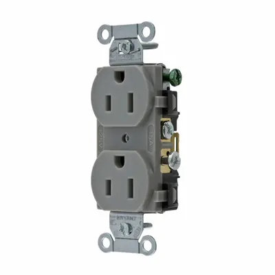 BRYANT Receptacle: Duplex, 5-15, Gray, 125V AC, 15 A, 2 Pole / 3 Wire (MPN CBRS15GRY) - General Purpose Receptacles