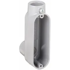 Aluminum LB conduit outlet body with powder-coated finish. 3/4 in trade size, 7 cu in body capacity. Designed for 90° elbow routing in EMT conduit systems, providing access for pulling, splicing, or routing wires.