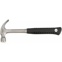 Steel curved-claw hammer with a 20 oz head weight and 13 in overall length. Features a textured grip on a steel handle and a smooth face. The curved claw provides leverage for nail pulling, suitable for framing, demolition, and general construction tasks.