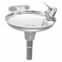 HAWS Drinking Fountain: On-Wall, 11 in Ht, Front Push Button, Non-Refrigerated, Silver (MPN 1152)