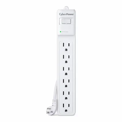 CYBER POWER Outlet Strip: 6 Outlets, 12 ft Cord Lg, 600 J Rated Energy, 15 A Current - General Purpose Surge Protectors