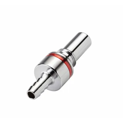 CPC Quick Connection Coupling: Straight, 1/4 in ID Size, Warm Red, Barbed/Quick Disconnect - Chrome-Plated Brass Quick-Disconnect Tube Fittings
