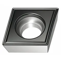 This diamond indexable turning insert is available in two designations: CCMT2(1.5)1-FM6 WSM30S and CCMT060204-FM6 WSM30S. It is used for precision finishing of non-ferrous materials and hardened steels in turning operations.