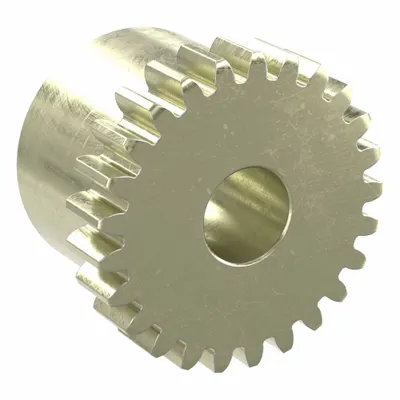 KHK GEARS Spur Gear: Module m 0.5, 25 Teeth, 4 mm Bore Dia, Brass, 20° Pressure Angle - Metric Spur Gears with Standard Hub
