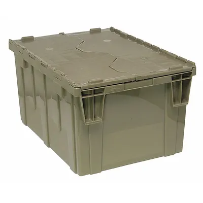 QUANTUM STORAGE SYSTEMS Attached Lid Tote: 18.3 gal, 23 7/8 in x 19 3/8 in x 12 1/2 in - Colored Attached-Lid Totes with Two-Piece Lids