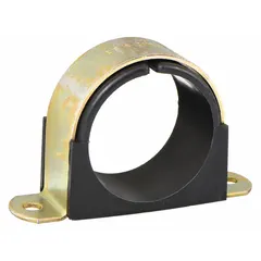 Galvanized steel strap clamp designed to secure copper tubing while reducing vibration and noise transmission. Suitable for plumbing, HVAC, and refrigeration systems. Fits 1 1/5 in copper tube with a maximum outside diameter of 1 1/4 in.