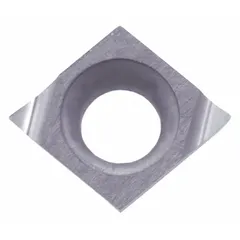 This diamond indexable turning insert is designed for precision finishing of non-ferrous materials such as aluminum alloys, copper, and plastics. It is commonly used in finishing operations to achieve a high-quality surface finish.