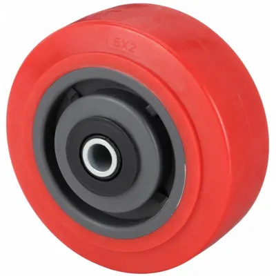 OEM Caster Wheel: 5 in Wheel Dia - Polyurethane Tread on Plastic Core Wheels